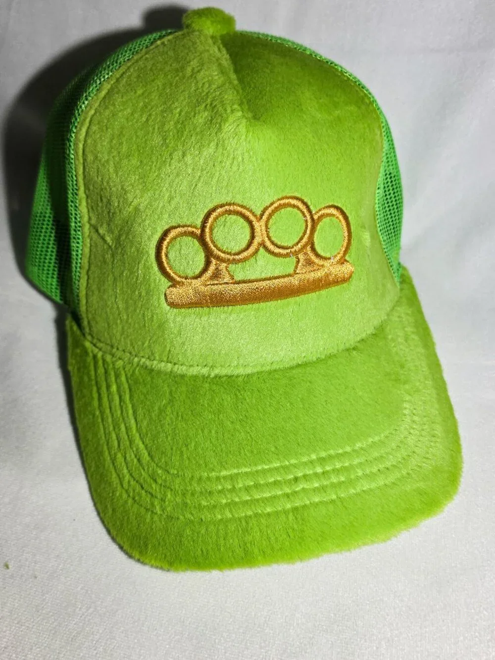 Hooey Green Fuzzy Hat neon